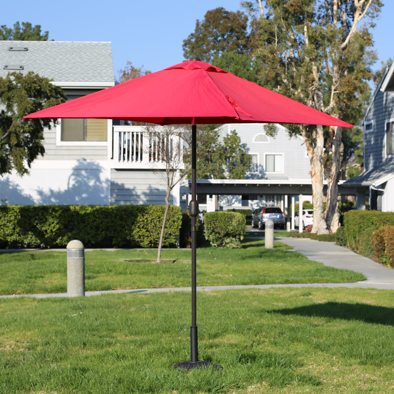 Parasol carré en polyester 78 po Marla, Rouge, Bouton-poussoir