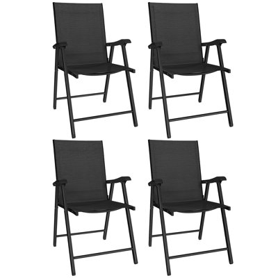 Outsunny Folding Garden Chairs Set of 4 Foldable with High Back