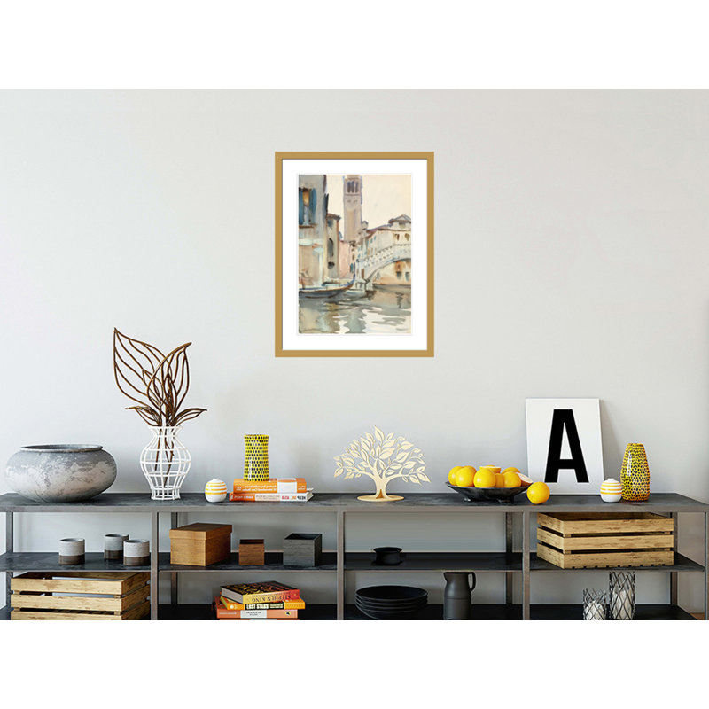 «A Bridge and Campanile Venice» par John Singer Sargent, impression giclée encadrée, H 29,5 po x l 22,79 po