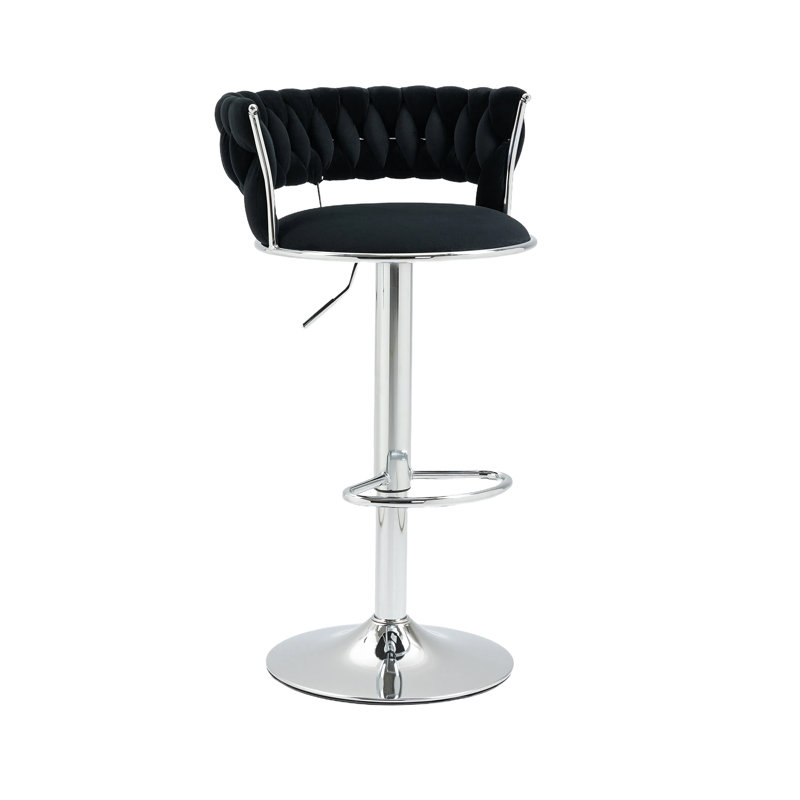 Andraya Swivel Upholstered Adjustable Height Counter Stool with Metal Frame, Black