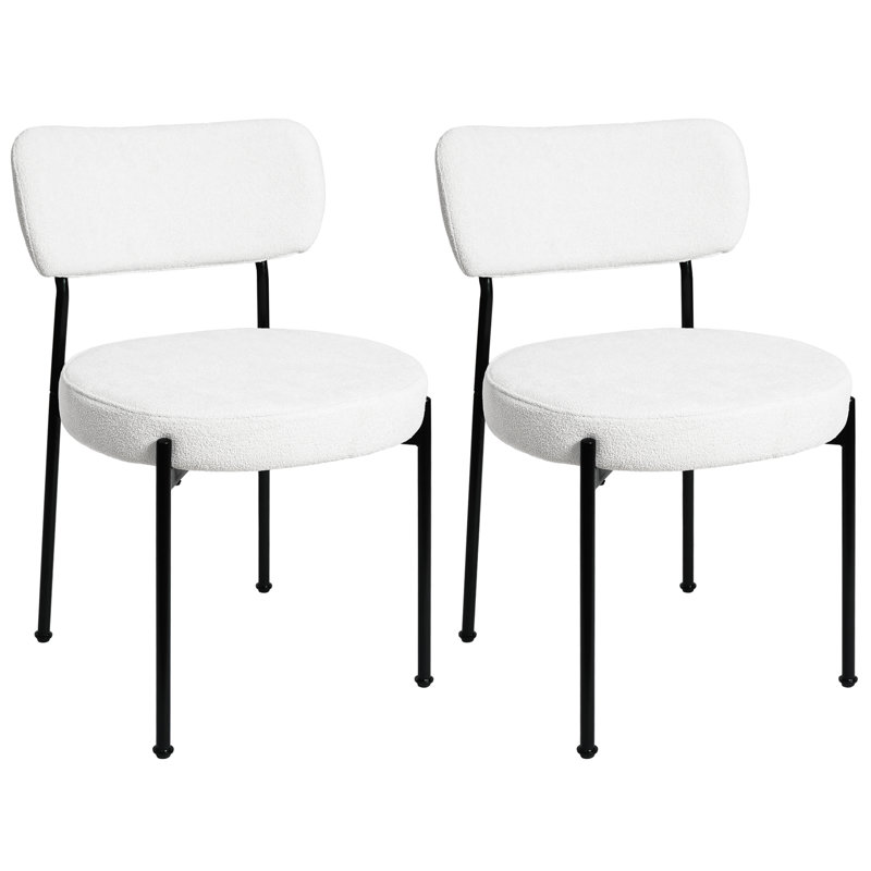 Ensemble de 2 chaises de salle à manger rembourrées en velours blanc