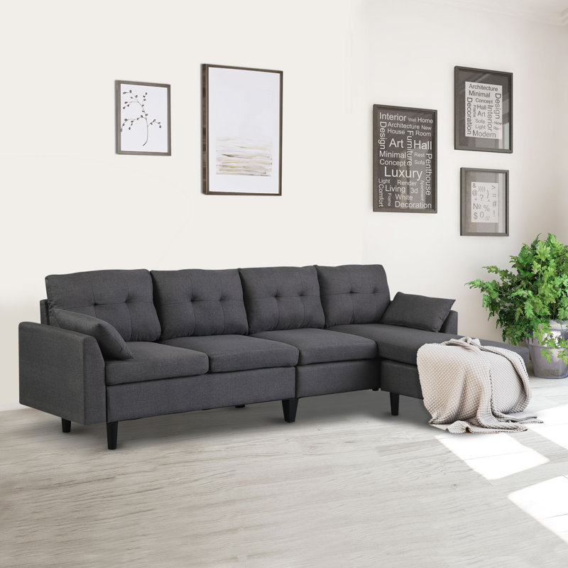 Canapé modulaire réversible en lin 50,4 po, Gris
