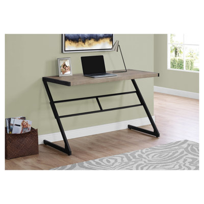 Bureau d'ordinateur 48 "Z-Base, plateau en stratifié taupe avec cadre en métal noir pour bureau à domicile