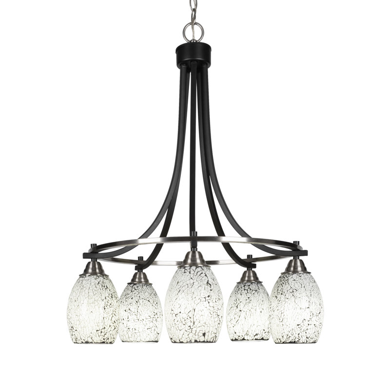 Michell 5-Light Chandelier, Matte Black/Brushed Nickel