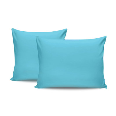 Soft Cotton Pillowcase Set (2 Pieces), Turquoise, 31.5 x 31.5 inches | 100% Cotton Ranforce, 155 Thread Count | Envelope Closure, Machine Washable | Perfect for Luxurious Sleep and Home Décor