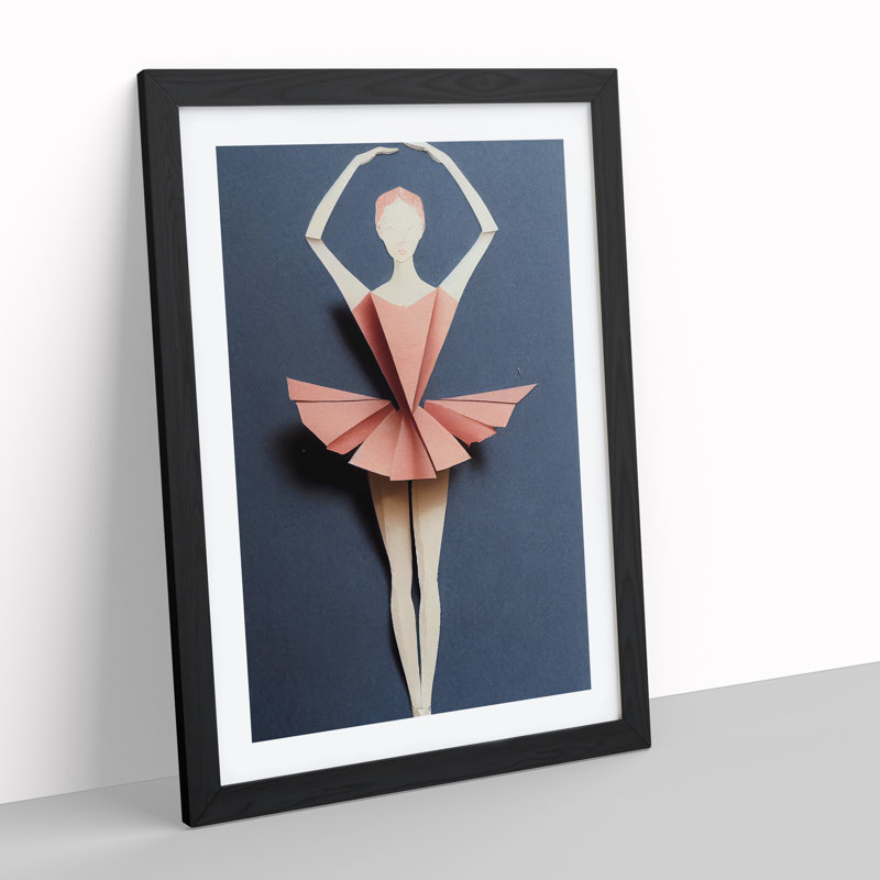 Paper Ballerina Dancer - Single Picture Frame Print, Black Framed, 34cm H x 25cm W x 2cm D