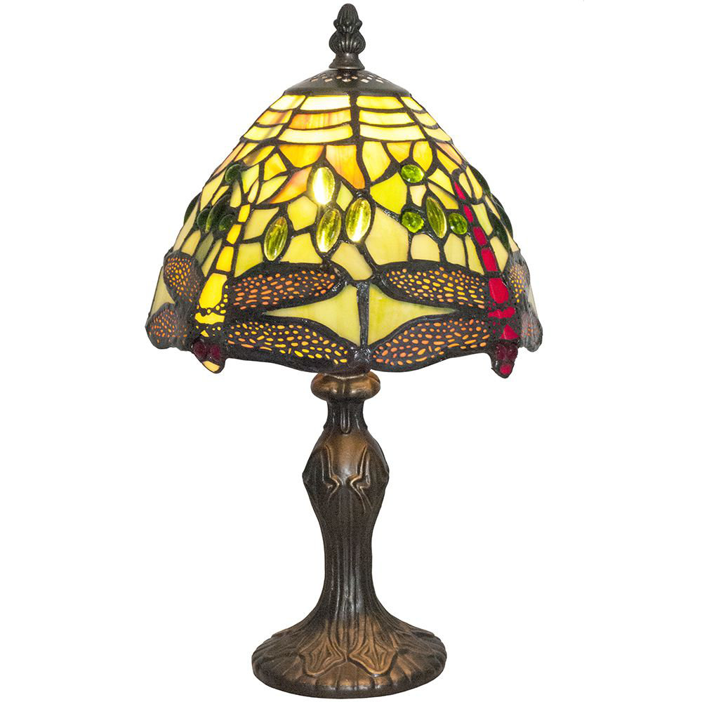 Gladden Hand Crafted Stained Glass Dragonfly Tiffany Table Lamp