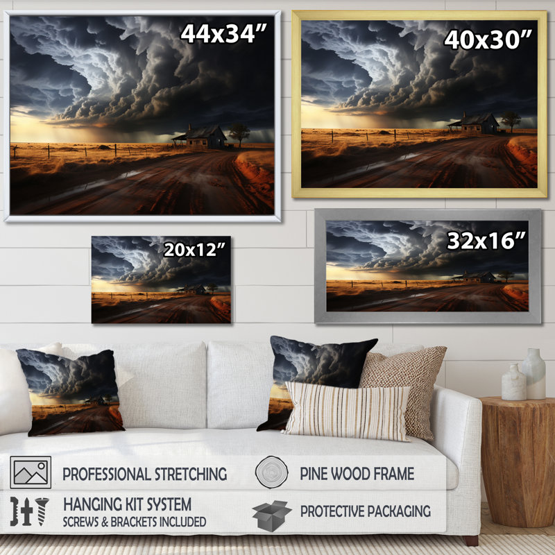Serenity Amidst The Storm - Landscapes Canvas Wall Art, 16" H x 32" W, Toile tendue