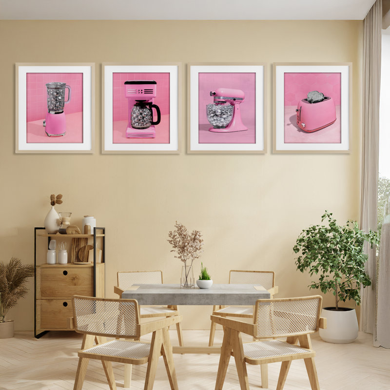 Ensemble de 4 verres à cocktail Disco, 21 x 17, Récolte de pin sous cadre en verre