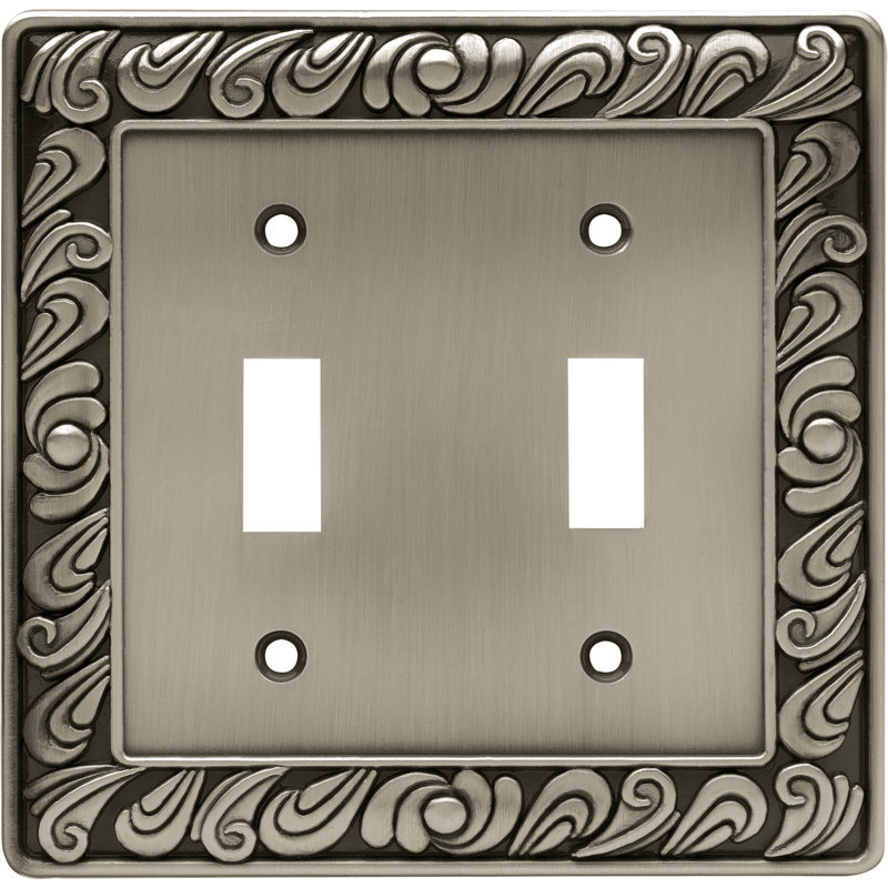 Paisley 2-Gang Toggle Light Switch Wall Plate, Brushed Satin Pewter