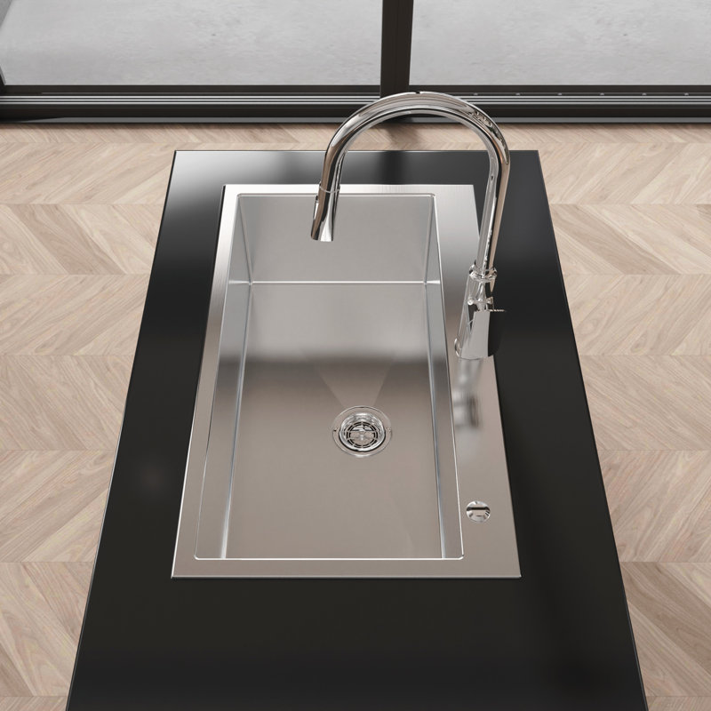 Stainless Steel Kitchen Sink, 32?x19? Single Bowl, Overmount Handmade Sink, with US Standard Drain and Hook