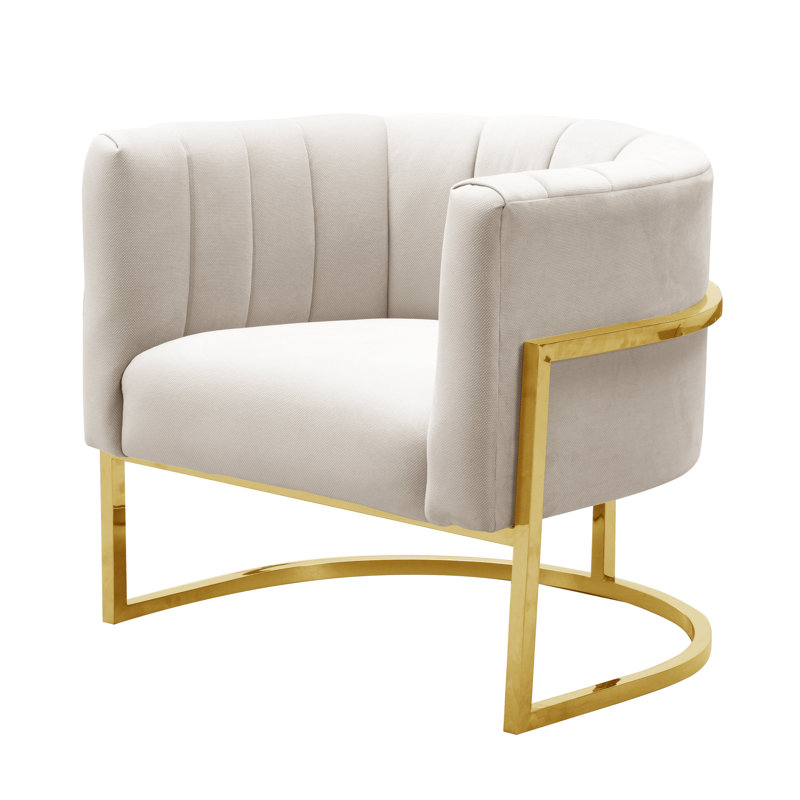 Velvet Barrel Chair, Cream