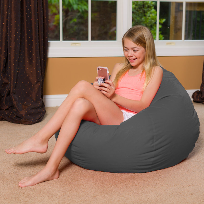 Bean Bag Chair for Kids, Teens, and Adults - Filled with Soft Beads, Includes Removable and Machine Washable Cover - Multiple Colors, Sizes and Fabrics including Soft Nylon & Canvas with Patterns