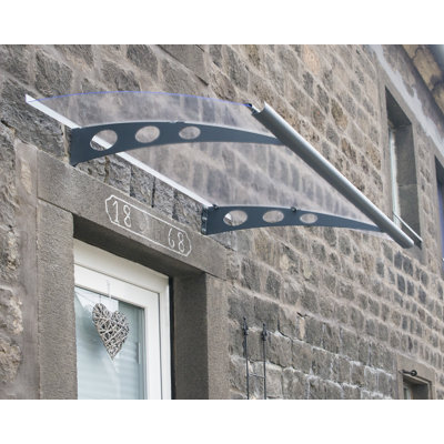 Palram - Canopia Garamond 1350 4' 5" W x 3' D Polycarbonate Galvanized Steel Stationary Door and Window Awning Gray/Clear