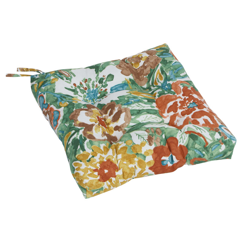 Coussins de chaise carrés de 16 pouces (ensemble de 4), Blanc / brume soleil rivière florale