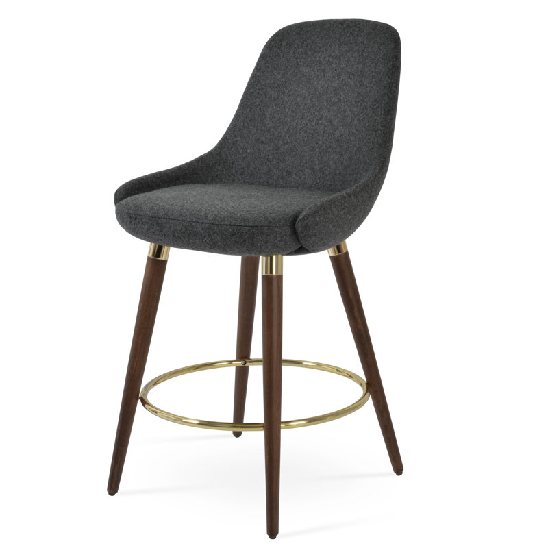 Gazel Bar & Counter Stool, Counter Stool (24" Seat Height), Dark Gray, Gold