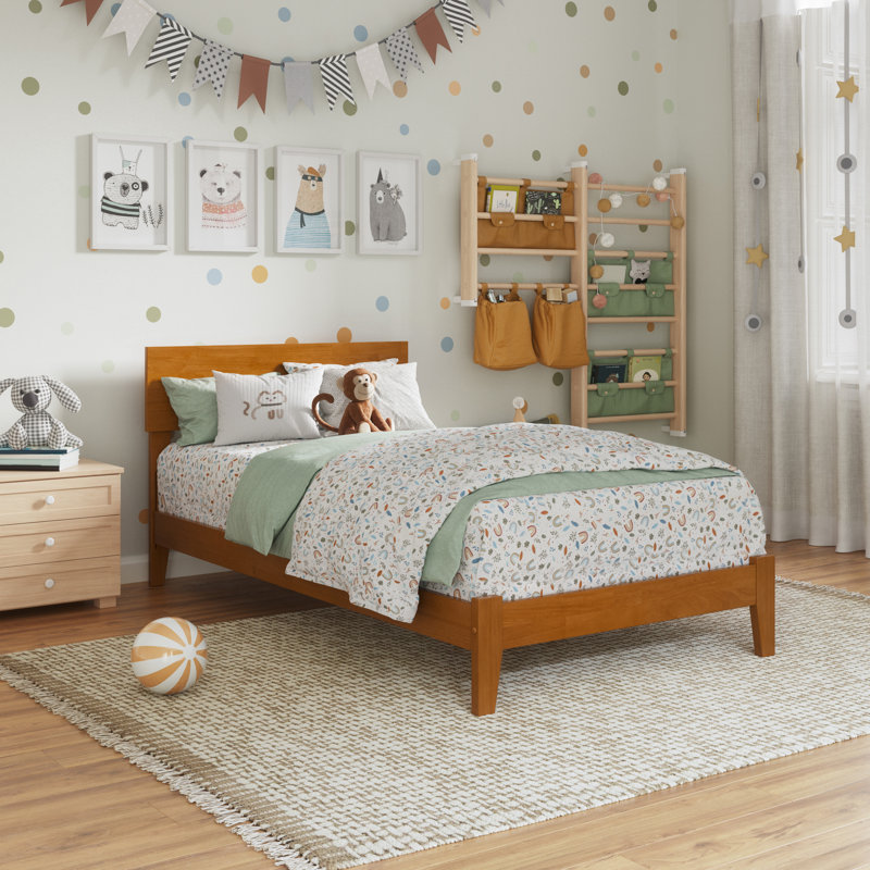 Lit plateforme en bois massif Orlando, Simple, Light Toffee