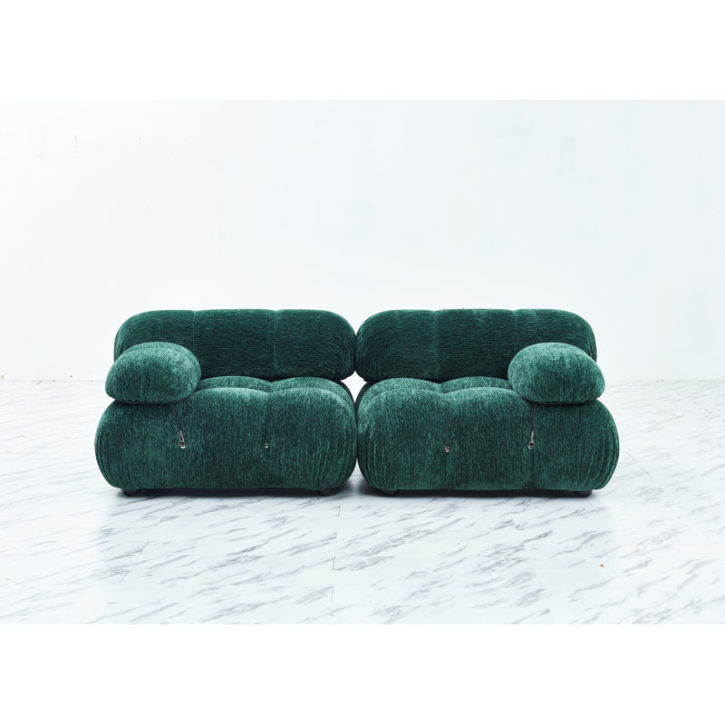 Leeven Upholstered 76'' Loveseat, Green Chenille, 26.7" H x 76" W x 38" D