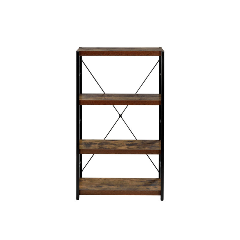 Weathered Oak And Black 3-Shelf Bookcase