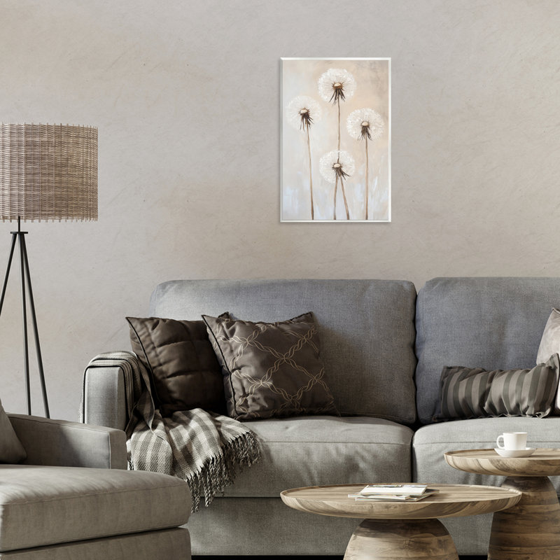 Illustration de plaque de pissenlit neutre, par Petal Prints Design, H 15 po x l 10 po