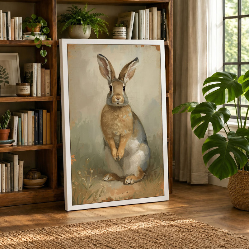 Watchful Hare Boho - Wrapped Canvas, 18x12 - 45.7 x 30.5 cm, White Border