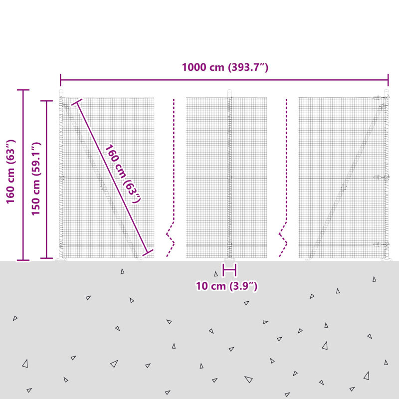 150cm x 1000cm W Green Steel Border Fencing