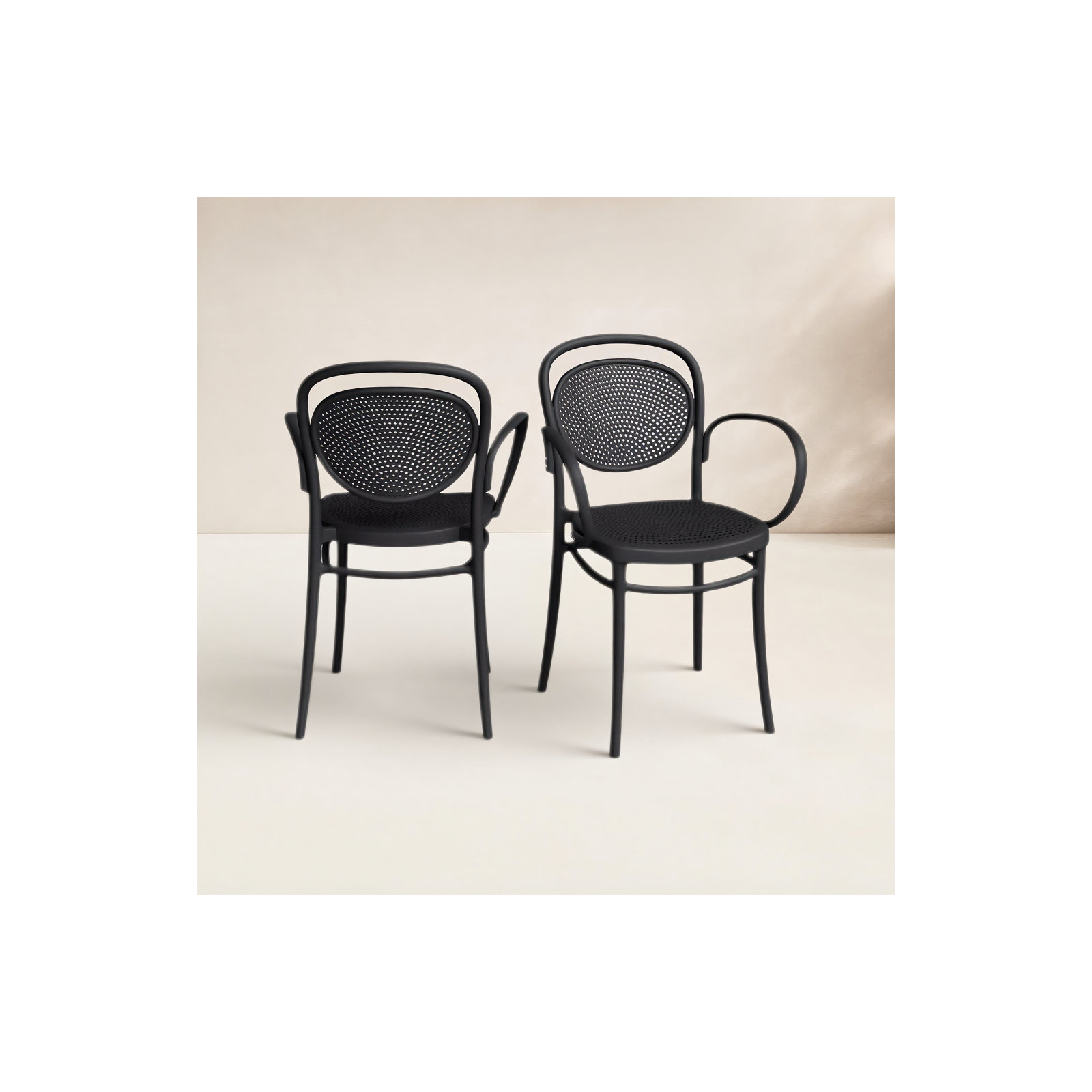 Farrah Stacking Patio Dining Armchair, Black