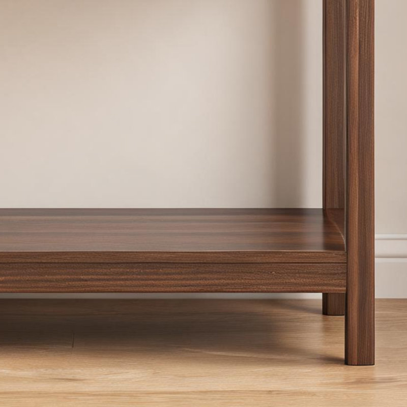 Compact Brown Walnut Narrow Console Table With Drawers Open Shelf Easy Assembly For Small Home Spaces