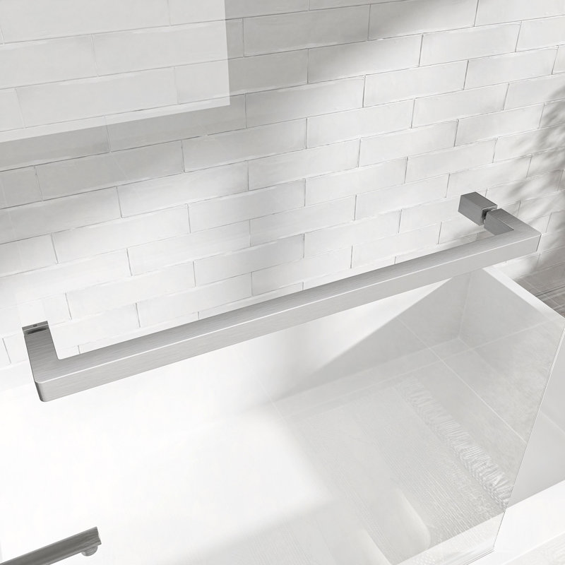 31"-32" W X 55" H Flexible 180° Shower Door Reversible Installation Frameless Bathtub Screen,1/4"(6MM) Tempered Glass With Nano Easy Cleaning And Stick Explosion-Proof Membrance
