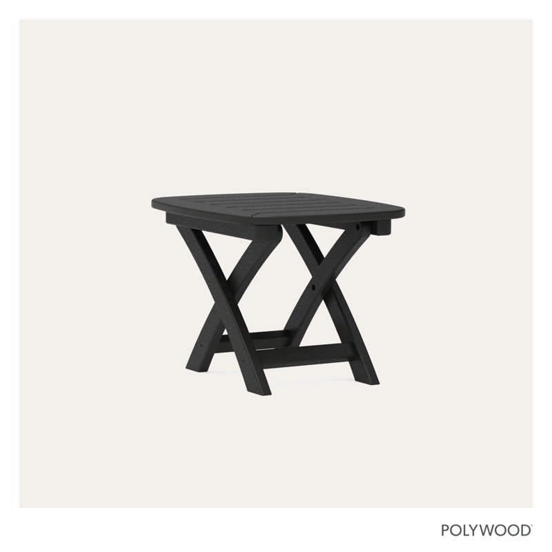 POLYWOOD Nautical 21" x 18" Side Table, Black