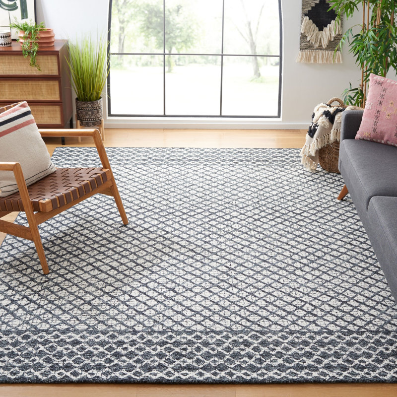 Tapis géométrique en laine touffeté à la main Sherlita, Rectangle 8 pi x 10 pi