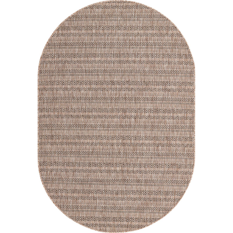 Tapis d'extérieur scintillant brun clair, Ovale 3 pi 3 po x 5 pi 3 po