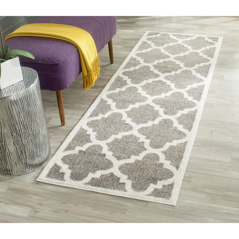 Ammundsen Geometric Dark Gray / Beige Area Rug, Runner 2'3" x 9'