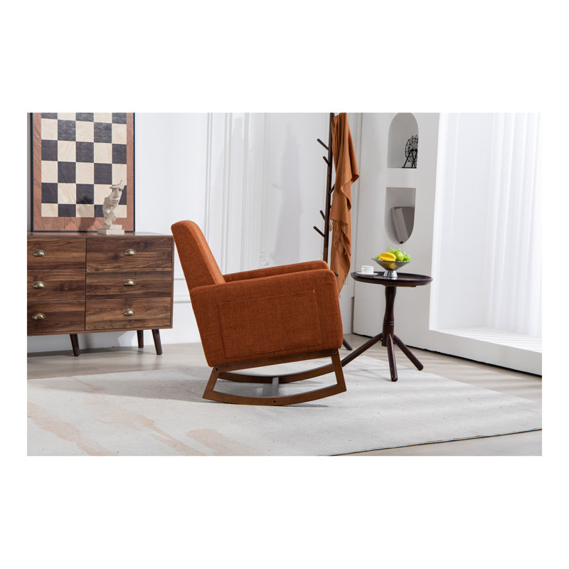 Chaise d'appoint Mid-Century moderne avec structure en bois, chaises de salon rembourrées avec coussin de taille, fauteuil de lecture pour véranda de chambre à coucher