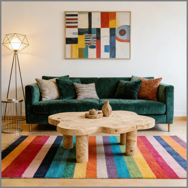 Table basse moderne de 40 pouces en forme de nuage, équipée de 4 pieds ronds pour assurer la stabilité structurelle, convenant à la décoration du salon, des appartements et des petits espaces avec un motif de nœuds d'arbre
