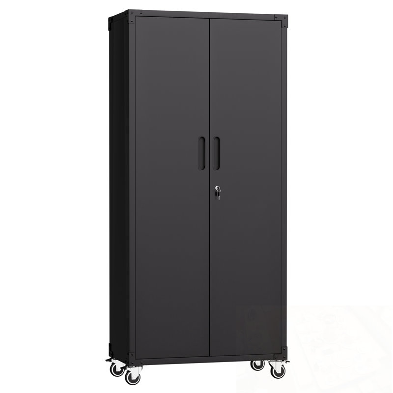 Metal Storage Cabinet With Wheels And Adjustable Shelves