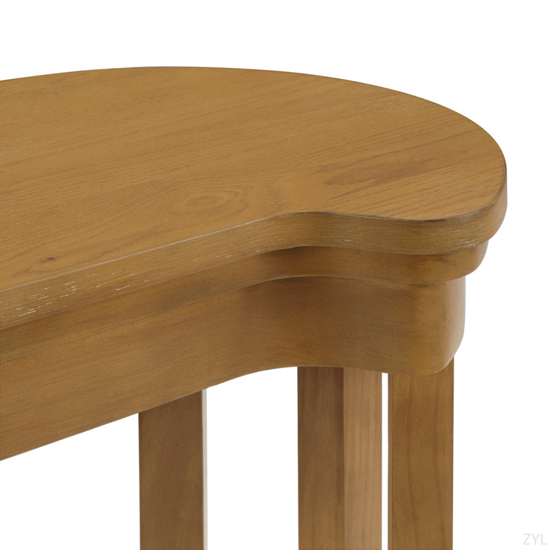 Ensemble de table de bar 4 pièces avec 3 tabourets de bar rembourrés en polyuréthane, table de petit-déjeuner avec 3 tabourets rembourrés, ensemble de table de salle à manger à hauteur de comptoir en bois massif pour le salon, la salle à manger. Naturel