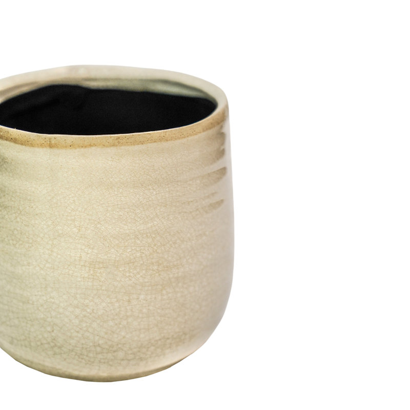 Indoor Planter, Reactive Glaze Como Pot, Ivory, 21cm H x 26cm W x 26cm D