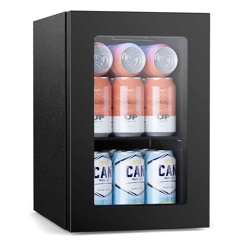 6 Bottles And 15 Can Beverage Refrigerator, Wine Cooler With Touch Control Buttons, Mini Refrigerators For Bedroom/Office/Bar