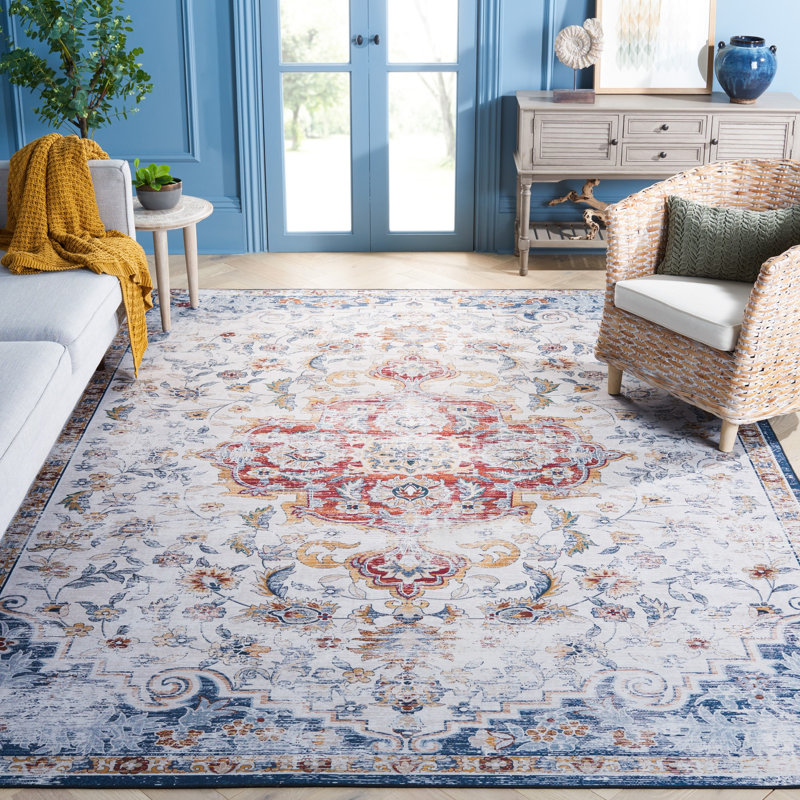 Tapis 117 gris / rouille 117, Rectangle 8 pi x 10 pi