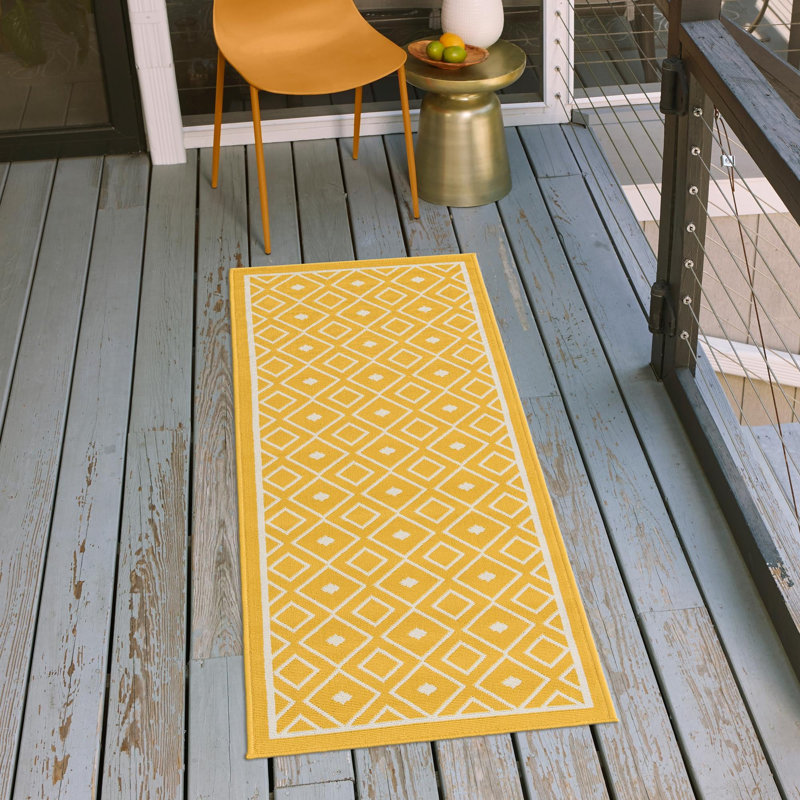 Tapis d'extérieur Preen couleur moutarde, Tapis de couloir 2 pi x 8 pi