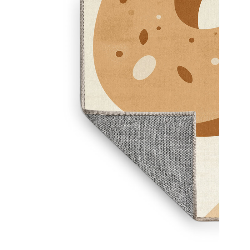 Machine Washable Tomohon Bagel Modern & Contemporary Rug in Beige – Beige Binding, 5x7
