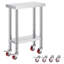 Table de travail en acier inoxydable avec roulettes 24 x 12 x 32 pouces Table de préparation avec 4 roulettes Table de travail robuste pour la cuisine commerciale et la restauration