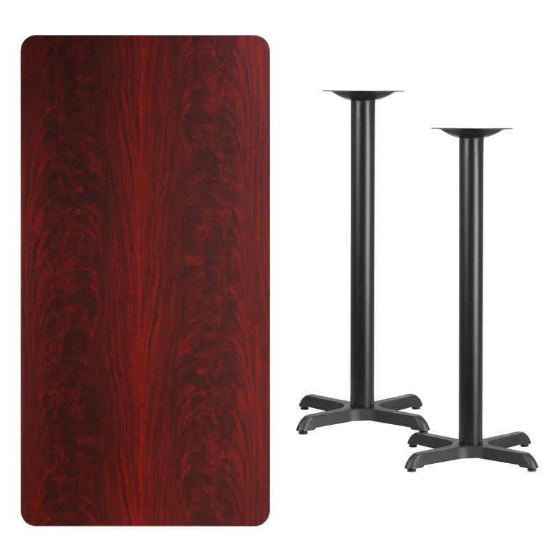 Jacobsen 30'' x 60'' Rectangular Laminate Table Top with 22'' x 22'' Table Height Bases, Pub Table Heigh (43.12" Height