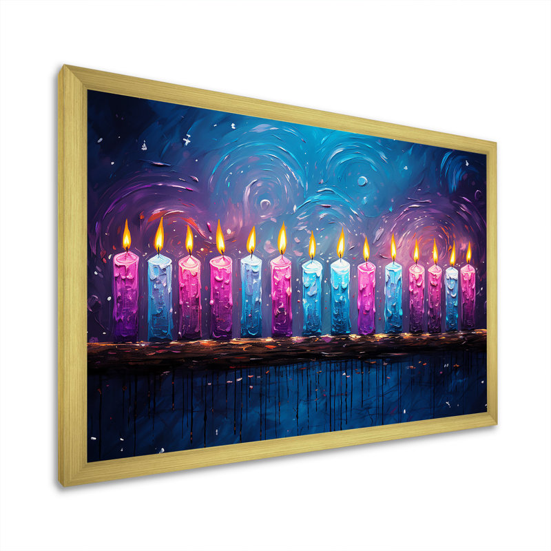 «Judaism Hanukkahs Hue I», reproduction sur toile, H 12 po x l 20 po x P 1 po, Cadre doré simple