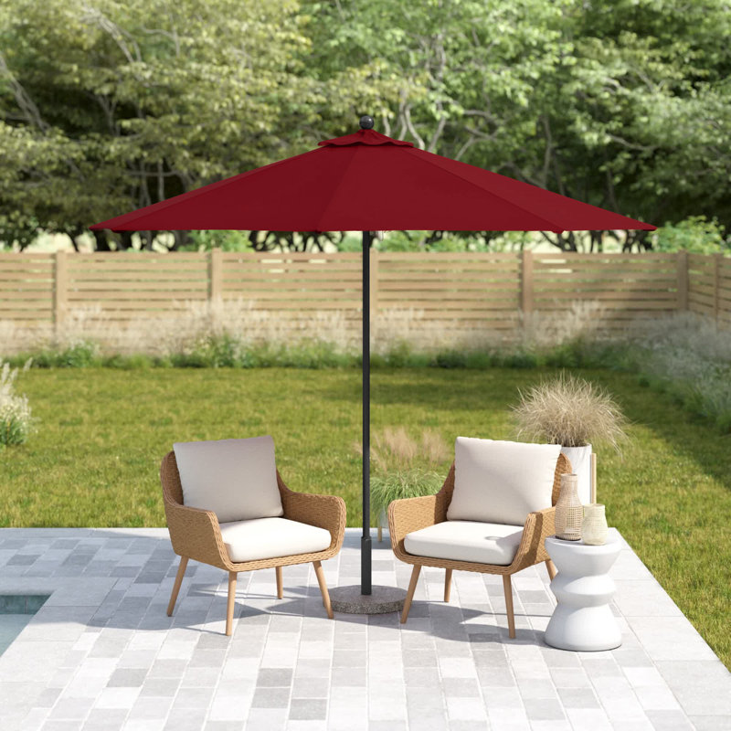 Parasol de marché 9 pi Maria, Tissage uni Sunbrella® Spectrum rubis