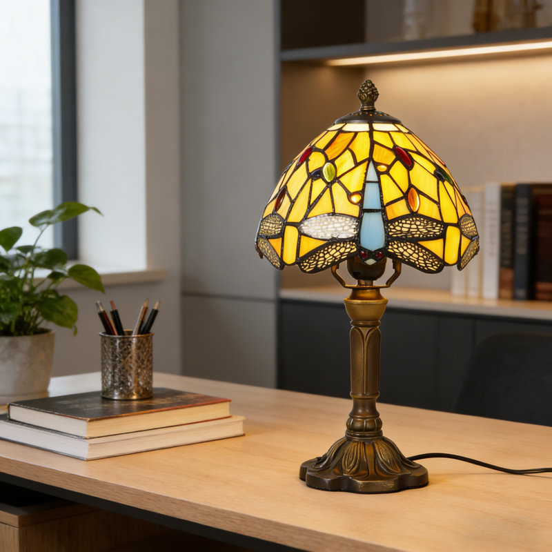 Lampe de table rétro en verre coloré Tiffany