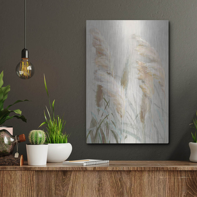  «Neutral Pampas Grasses 3» par Danhui Nai, art mural en métal, H 16 po x l 12 po