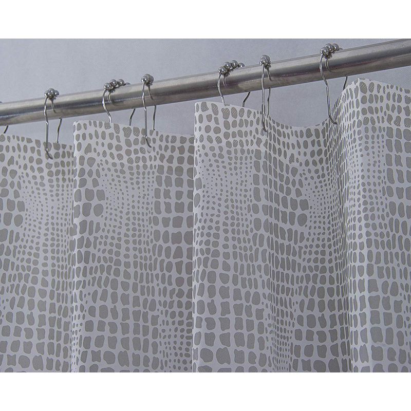 Ensemble de rideau de douche en vinyle 14 pièces + crochets, Argent
