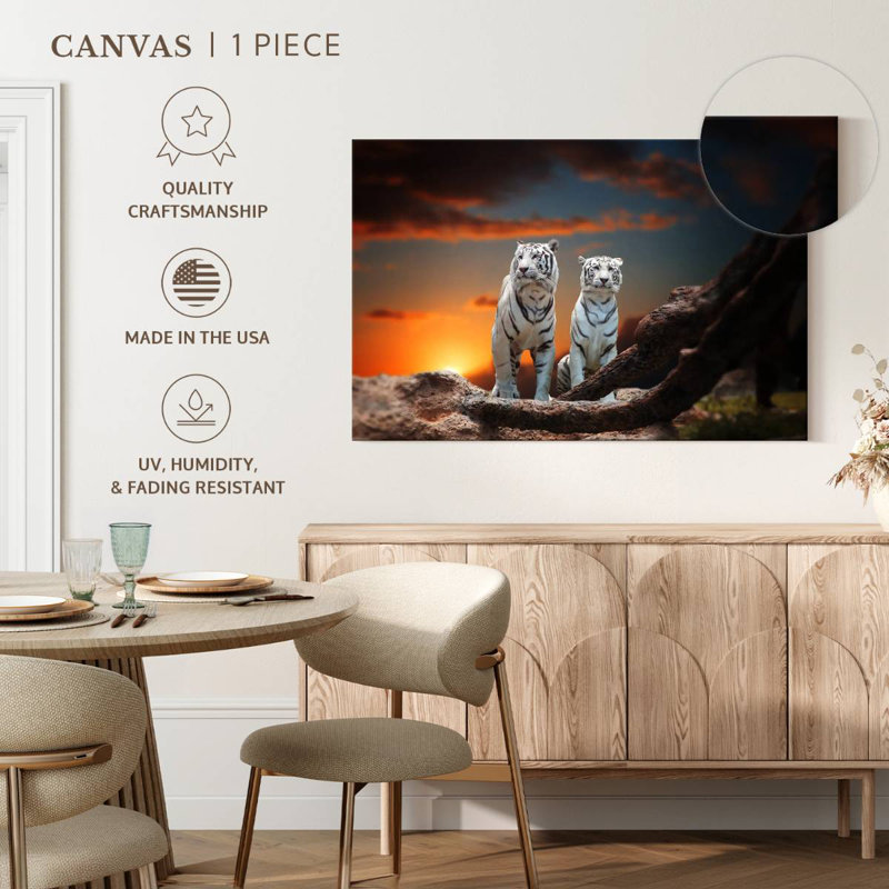 Brampt Wild White Tigers, 30" H x 45" W
